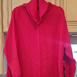New With Tags Pink Ribbed Cowl Neck Sweater